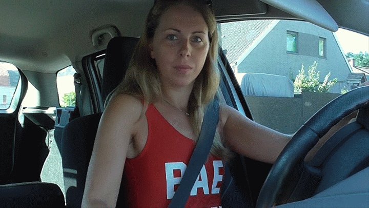 Driving in Swimsuit and Pantyhose