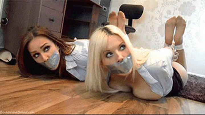 Emma C & Martine in: Extreme Restraint Ordeal for Gagged & Bound WITLESS Leggy Office Guard Beauties! (The Complete Story) (WMV)