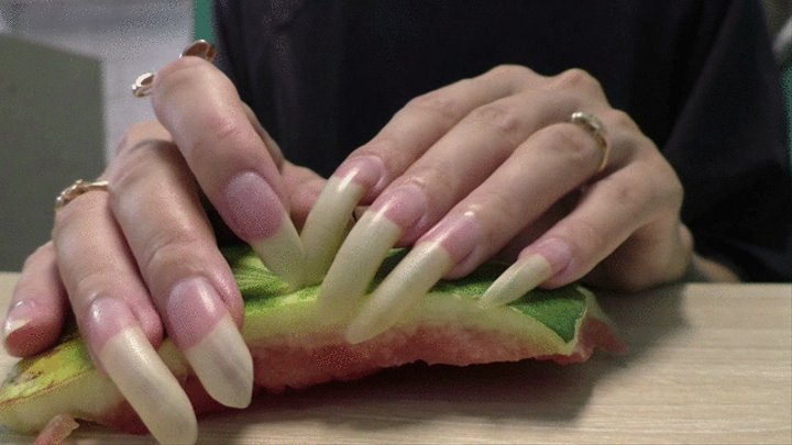 Listen as I scratch the watermelon crust with my nails