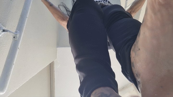 under Giantess Lola Outside Towering over you walking Barefoot Dirty Feet Soles Foot Smothering and crushing you on Stairs Foot Fetish Voyeur Cam  careful you dont get stepped on
