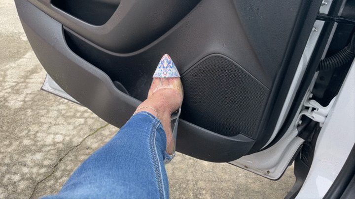 Hard Revving & Heel Popping in the Buick Encore in Clear Pumps
