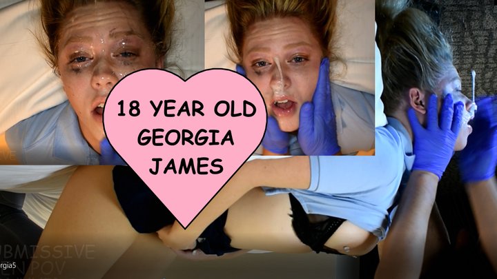 Georgia James EIGHTEEN YEARS OLD put on her back face fucked sloppy spit drool  Clip #4