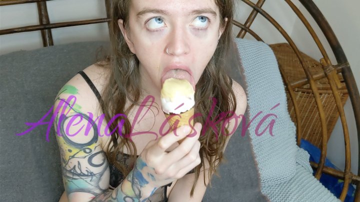Licking ice cream with my LONG tongue :P