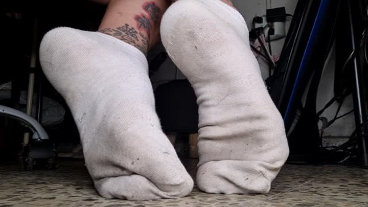Sweaty Sock Soles Sunday under giantess unaware in dirty smelly socks wrinkled soles view