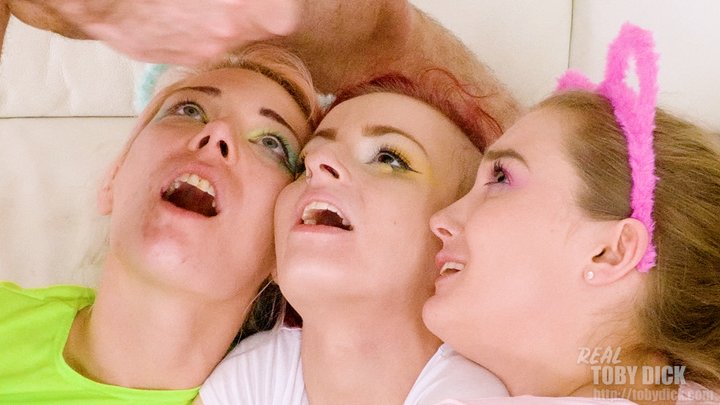 Fucking three lesbian friends - Lottie gets a strap-on too!
