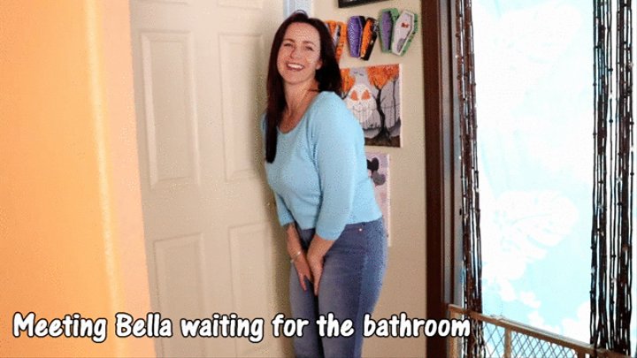 INEED2PEE Bella Rossi Wetting her Tight Jeans outside bathroom