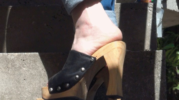 Painfully pressed flat under Tanja's wooden Buffalo slippers - Cam 2