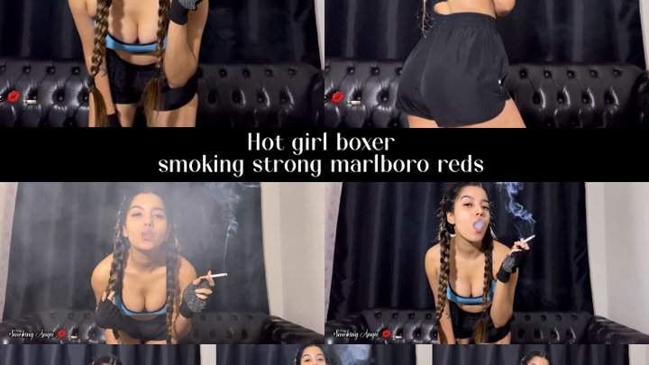 Hot wrestler girl smoking strong Marlboro reds!