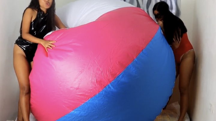 Sexy Camylle and Kate Blow Up Your 6ft Beachball By Mouth