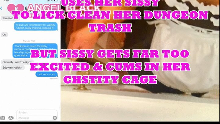Sissy cums in its cage to being degraded as Mistress Scarlett Blacks trash recycling pig (1080HD)