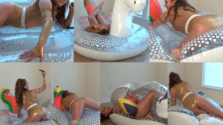 Presley Leotard Babe on Inflatable Unicorn MOV