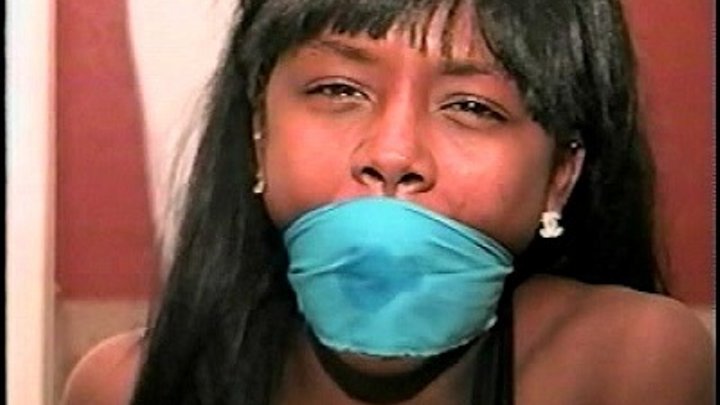 TAG Ashlee 5 - Black Girl With OTM Gags, Blue, Black Cloth, Hand Gagged