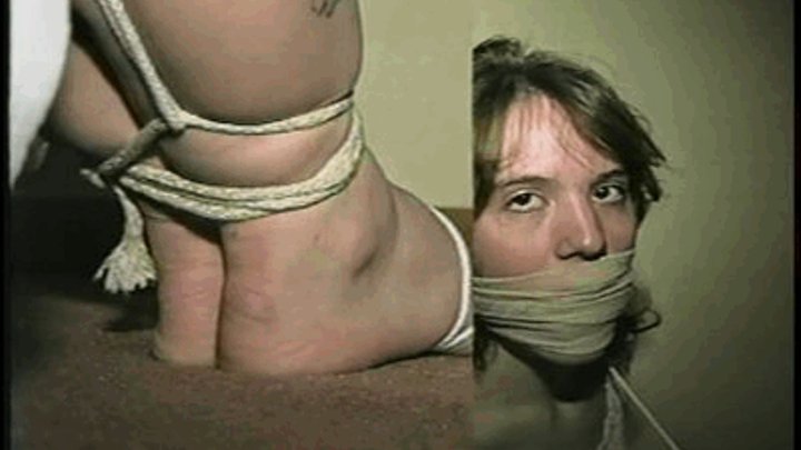 HEATHER HAS PANTIES STUFFED IN MOUTH, ACE BANDAGE WRAP CLEAVE GAGGED, BALL-TIED, BAREFOOT, TOE-TIED & BLINDFOLDED 