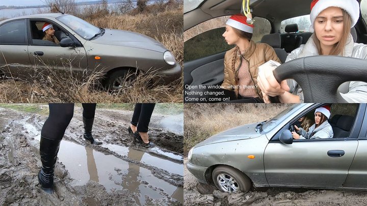 Nicky and Nastya got stuck in the mud on their way to the Christmas party