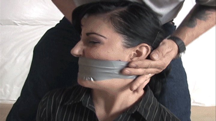 2201NYXON-Gagged and taped in a reverse prayer