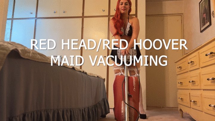 RED HEAD RED HOOVER MAID VACUUMING