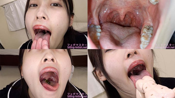 Mizuki Amane - Showing inside cute girl's mouth, chewing gummy candys, sucking fingers, licking and sucking human doll, and chewing dried sardines mout-141