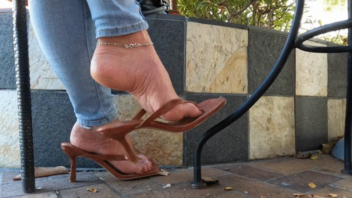 High Heel Thong Sandals Dangling (Starbucks Edition)