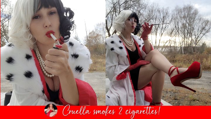 Cruella Smokes 2 Cigarettes on Halloween!